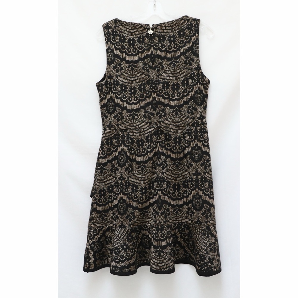 Tommy Hilfiger dress black gold knit ruffle metallic cocktail quiet luxury 10 - Picture 2 of 8